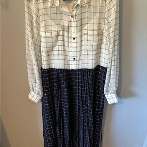 French Connection White Cream Buttoned Long Sleeve Dress